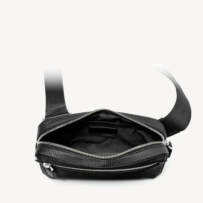 Bolso bandolera compacto Reporter cuero negro granulado