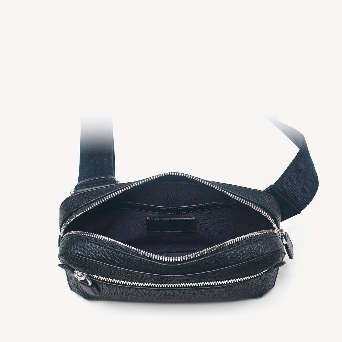 Bolso bandolera compacto Reporter cuero azul granulado