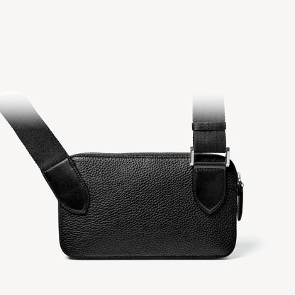 Bolso bandolera compacto Reporter cuero negro granulado